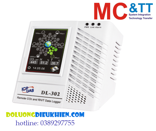 DL-302: Thiết bị cảnh báo khí CO2+ nhiệt độ+ độ ẩm+ điểm sương kết nối RS-485/ Ethernet Modbus ICP DAS