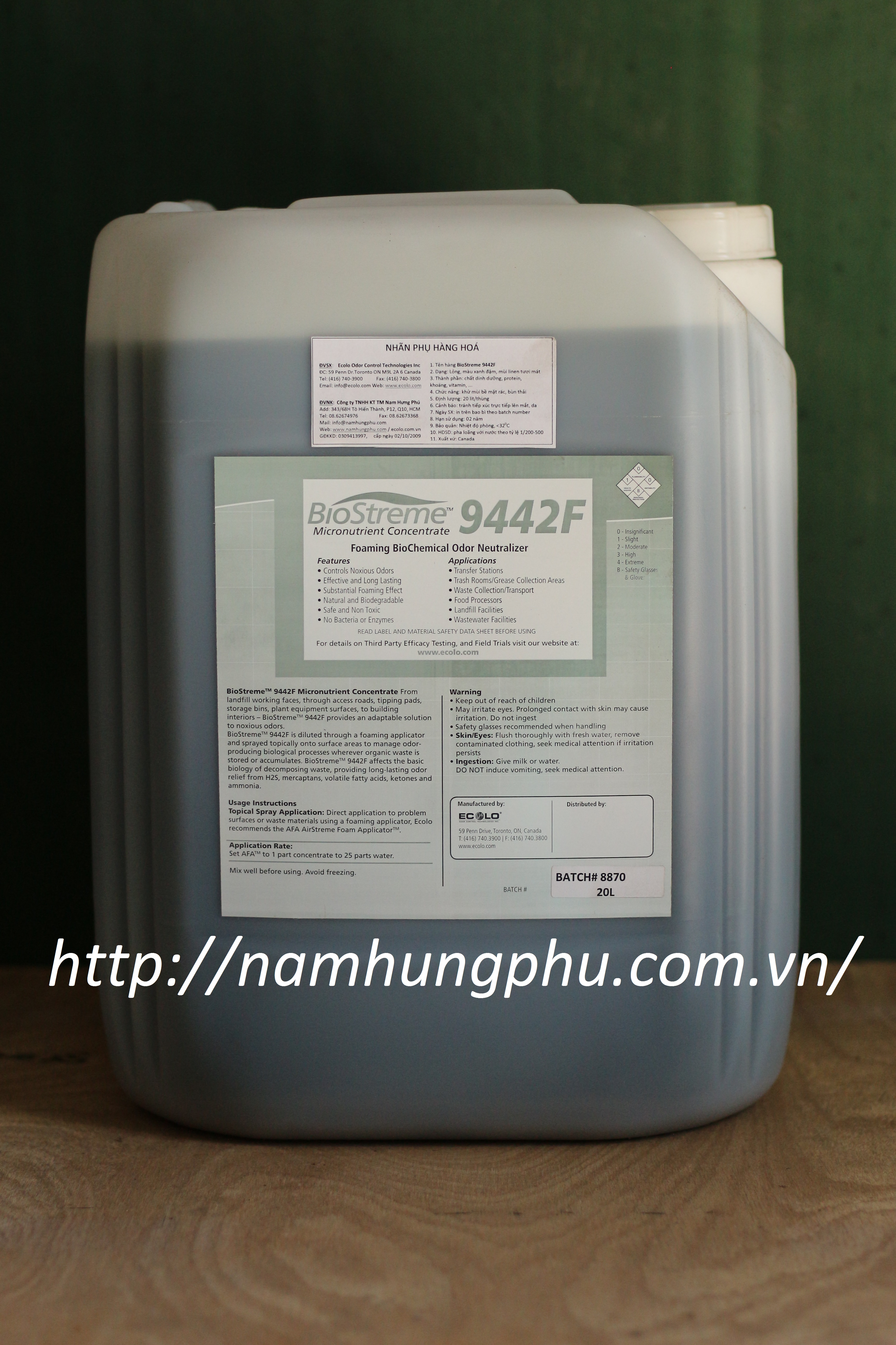 Sản phẩm khử mùi hôi rác thải Biostreme9442F (ECOLO)