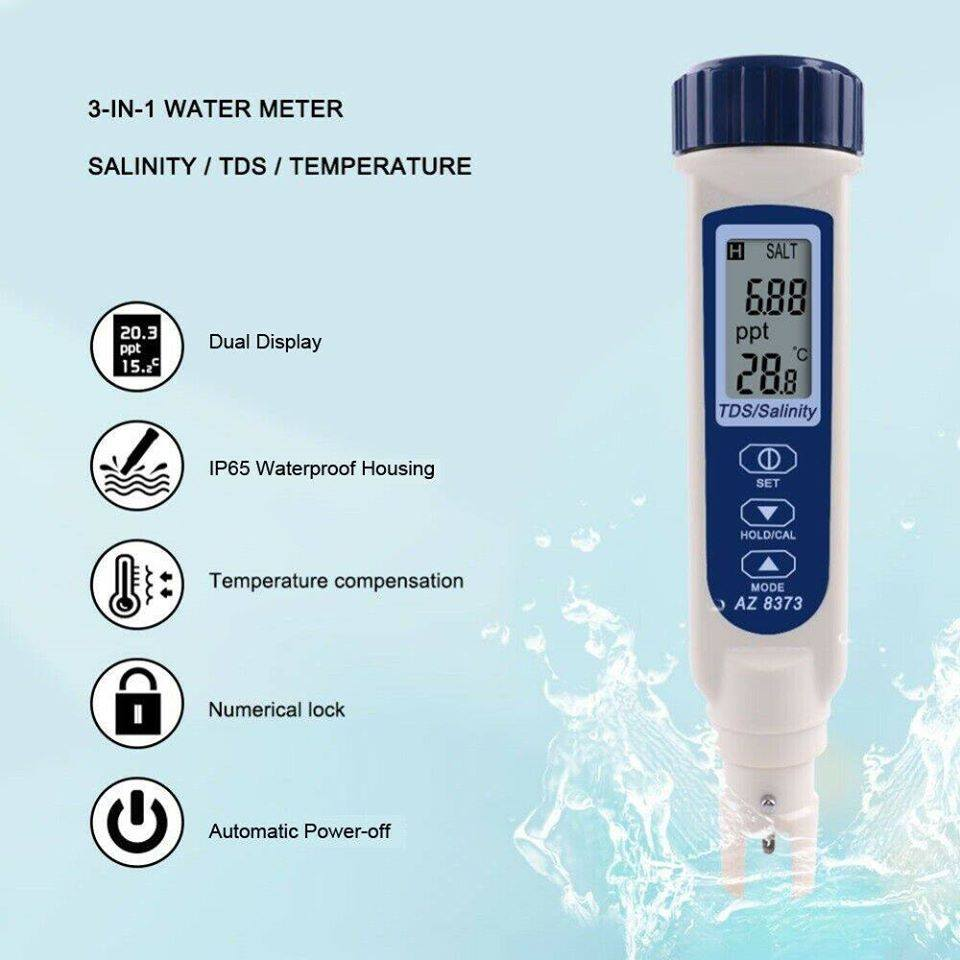 Thiết bị đo độ mặn, tổng chất rắn hòa tan (TDS)/ nhiệt độ model AZ8373