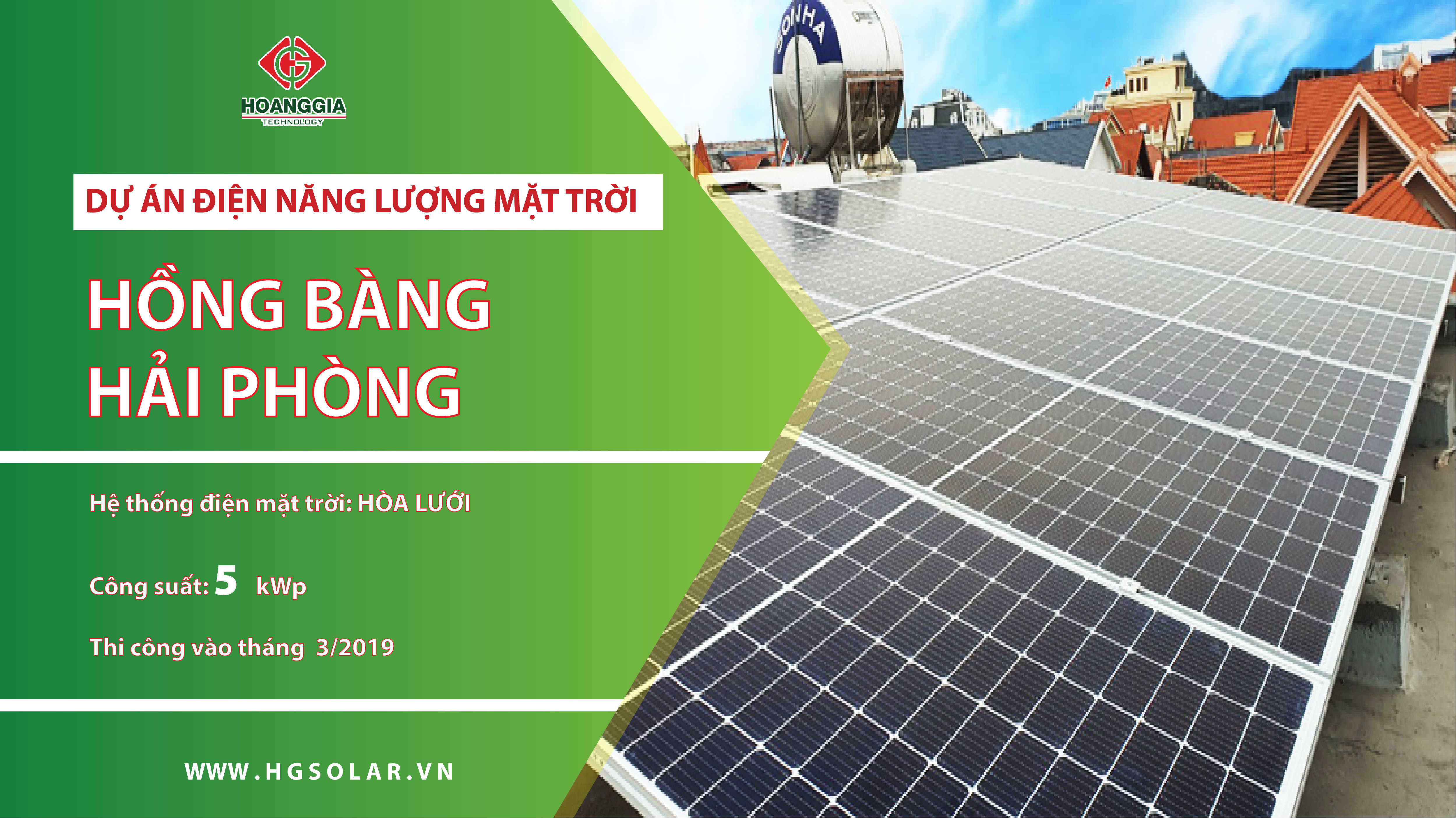 Dự án: Hệ thống điện mặt trời hòa lưới 5kw cho hộ gia đình tại Quận Hồng Bàng, Hải Phòng