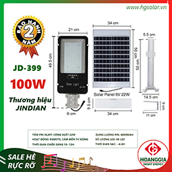 Đèn đường năng lượng mặt trời JD-399 100w 