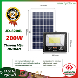 Đèn led pha năng lượng mặt trời JD-8200L 200w