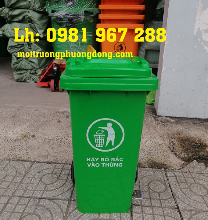 Thùng rác 240 lít đạp chân, thùng rác công cộng