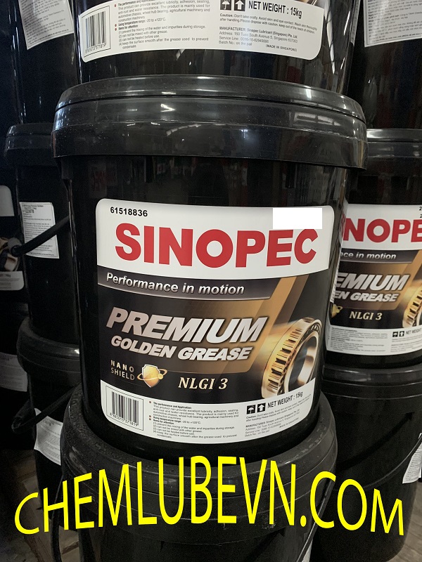 Mỡ công nghiệp đa dụng Sinopec Premium Golden Grease NLGI 2,3