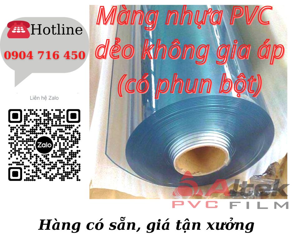 Màng nhựa PVC dẻo trong có phun bột