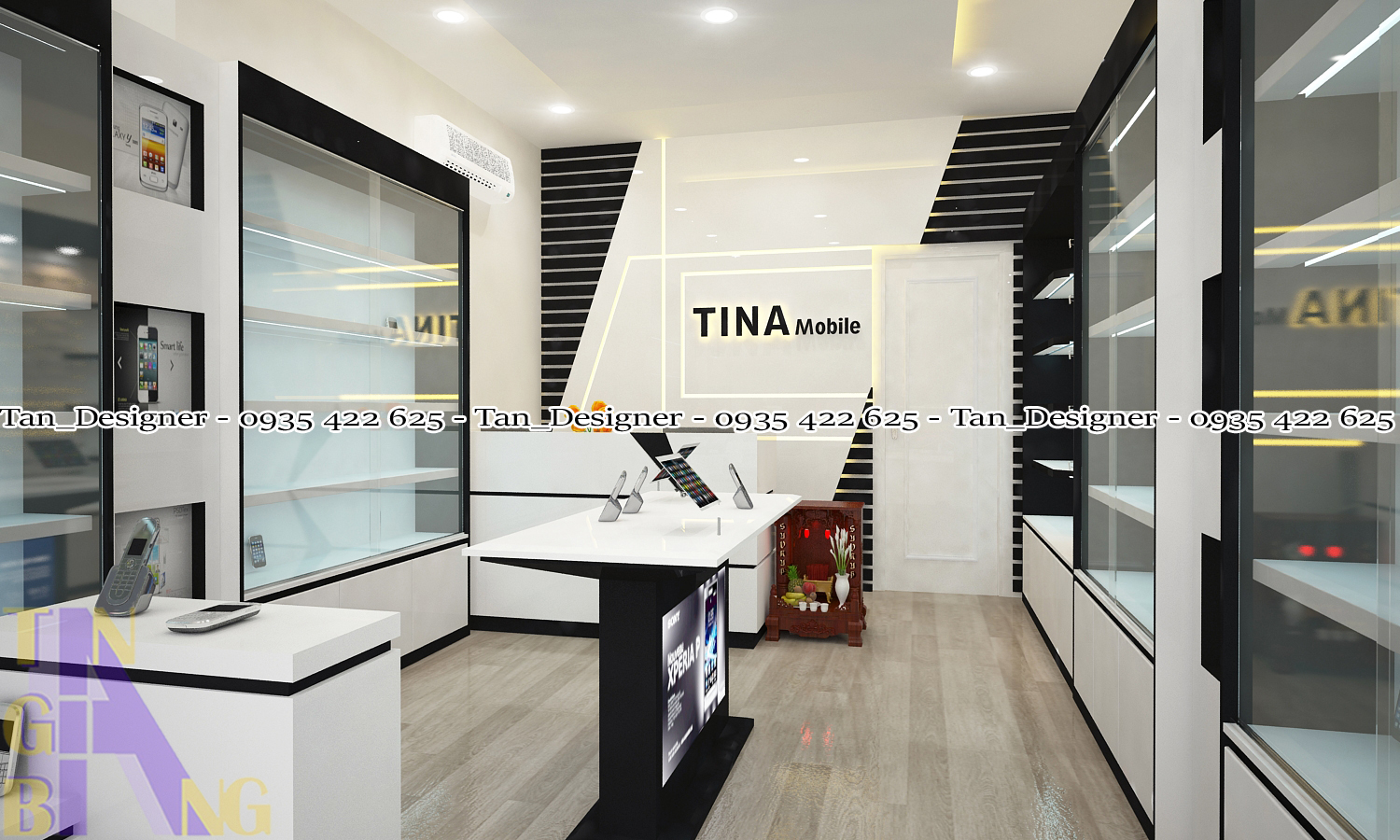 Thiết kế và thi công shop điện thoại TINA